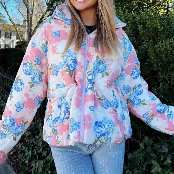 TALULAH Quilted Hooded Floral Puffer Jacket - Picture 2 of 8